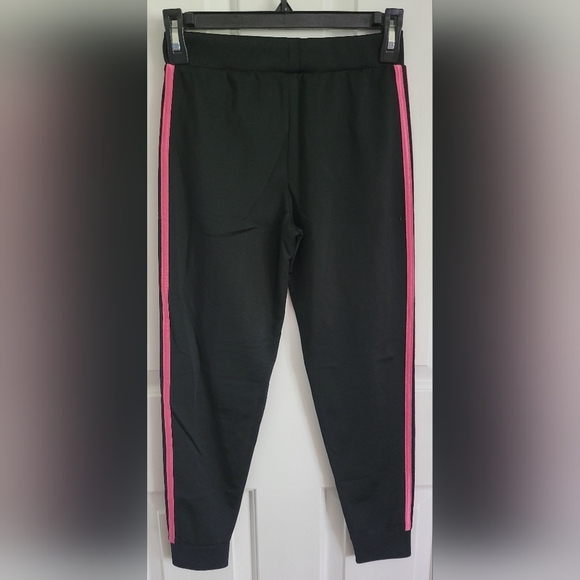 Adidas Girls Pink Black Stripe Jogger Pants Size Medium 10/12 - Picture 2 of 3